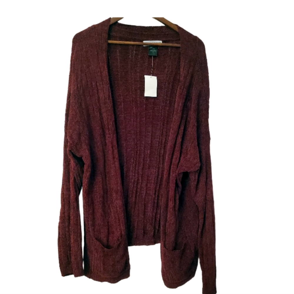 Cotton Emporium 2XL Burgundy sweater cardigan NWT